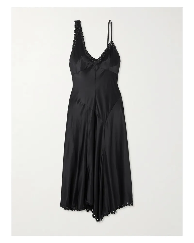 Isabel Marant Ayrich Asymmetrisches Midikleid Aus Seide Mit Ösen - Schwarz Schwarz