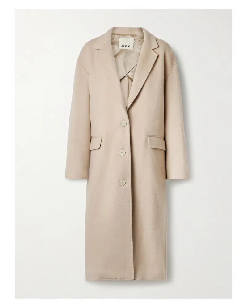 Isabel Marant Efezia Mantel Aus Einer Gebürsteten Wollmischung - Neutral Neutral