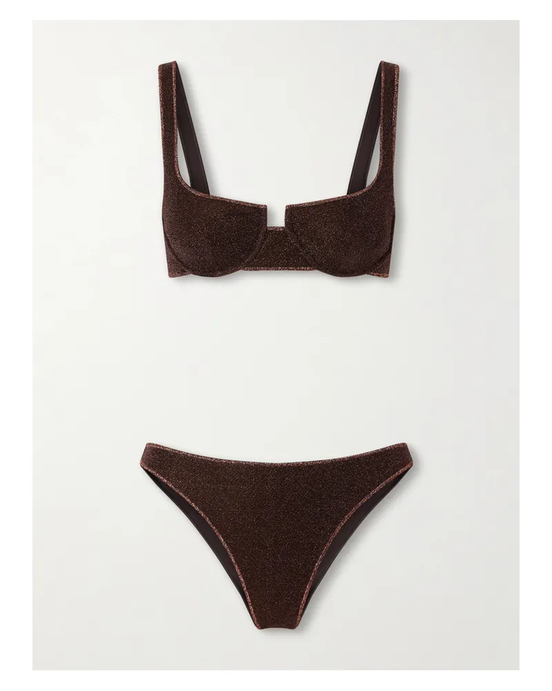 Oséree Lumière Balconette-bikini In Metallic-optik - Braun Braun