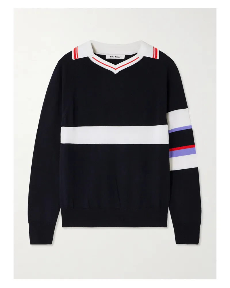 Wales Bonner Calm Pullover Aus Einer Woll-seidenmischung Mit Streifen - Blau Blau
