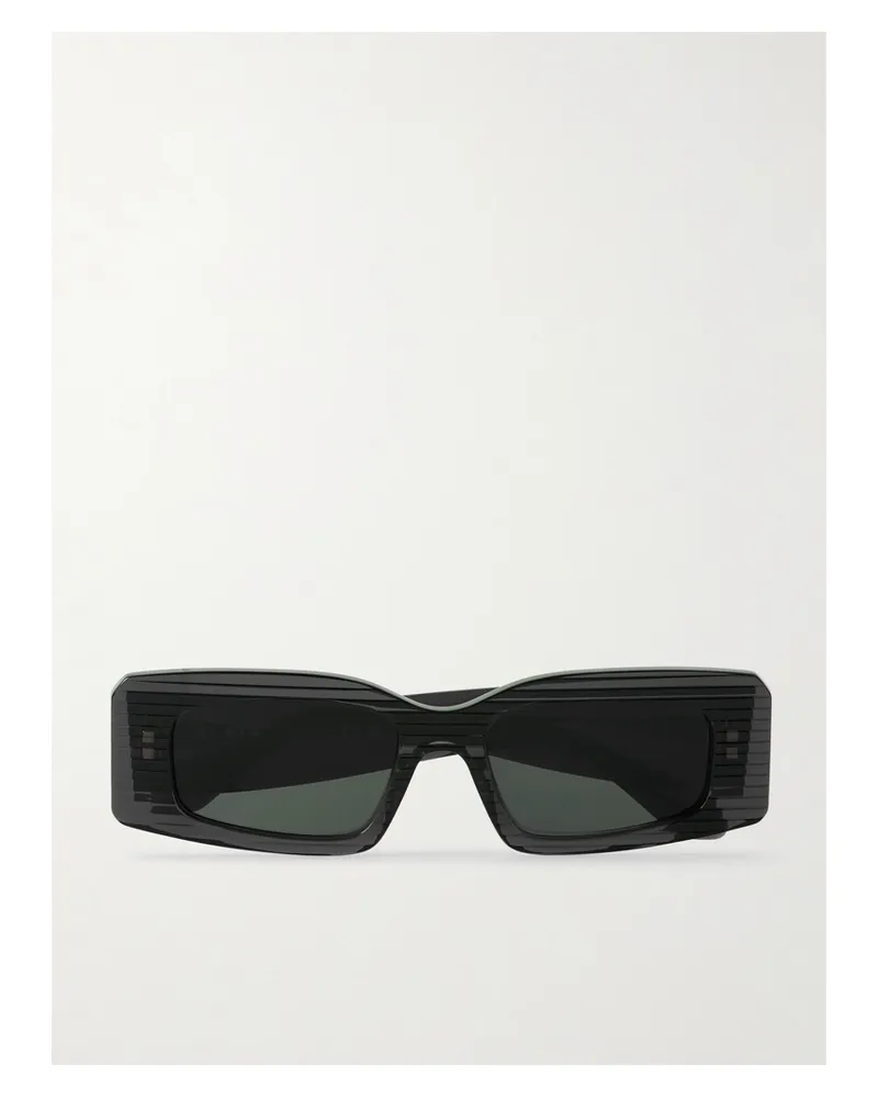 Alaïa Sonnenbrille Mit Eckigem Rahmen Aus Strukturiertem Azetat - Schwarz Schwarz
