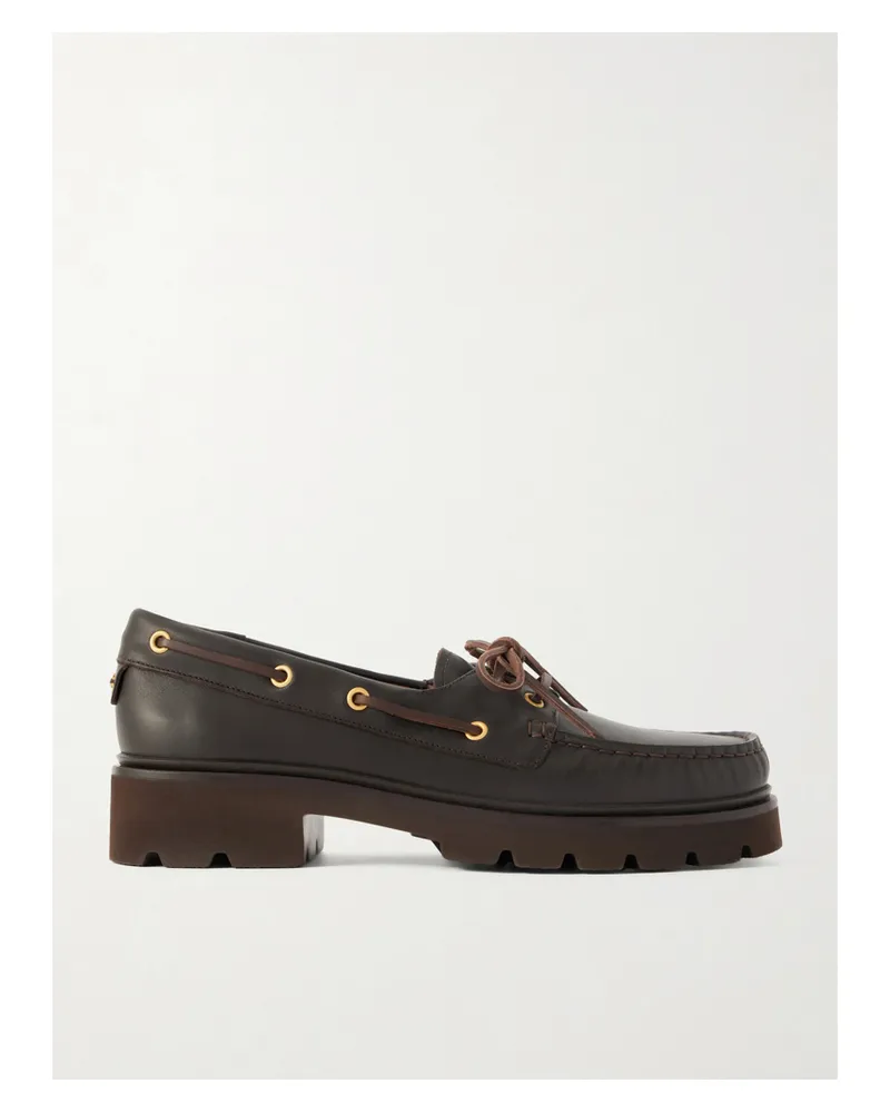 Gianvito Rossi Leather Boat Shoes - Brown Brown