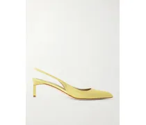 Satin Slingback Pumps - Yellow