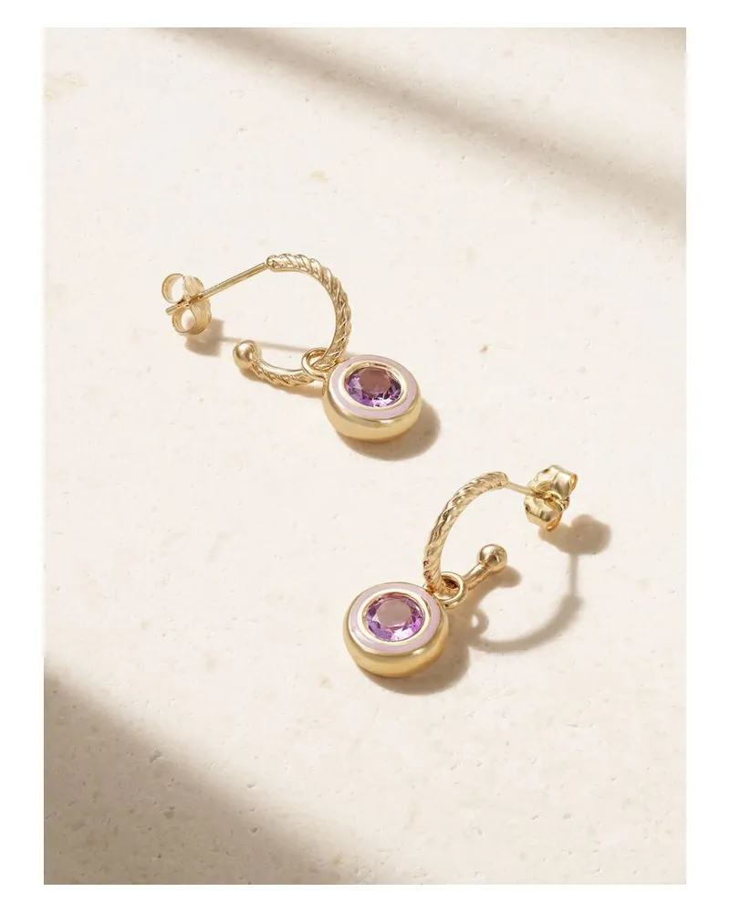 Alison Lou Madison Ohrringe Aus 14 Karat Gold Mit Synthetischen Amethysten Und Emaille - Lila Lila