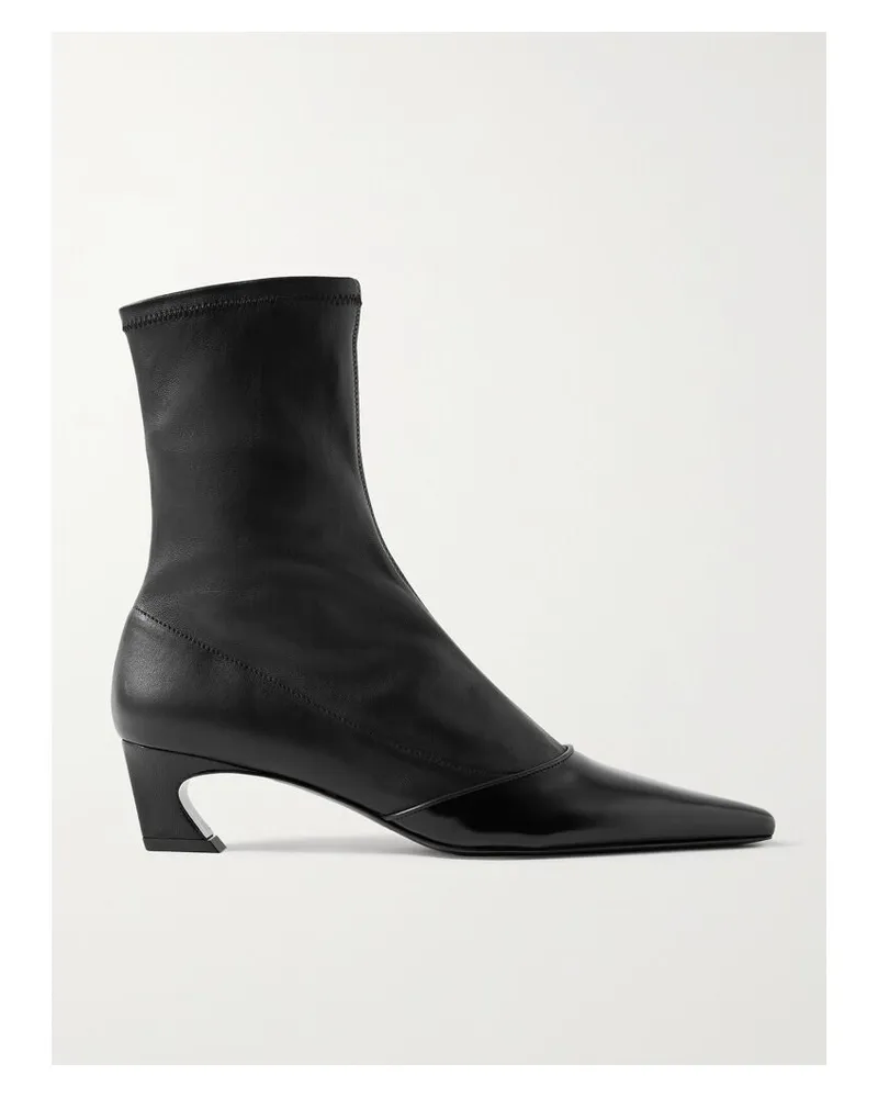 Acne Studios Stiefel Aus Leder Mit Lacklederbesatz - Schwarz Schwarz