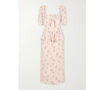 Floral-print Silk-satin Midi Dress - Pink