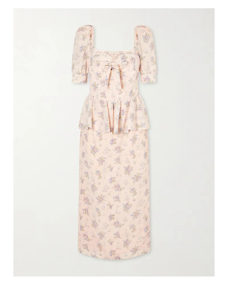 Alessandra Rich Floral-print Silk-satin Midi Dress - Pink Pink