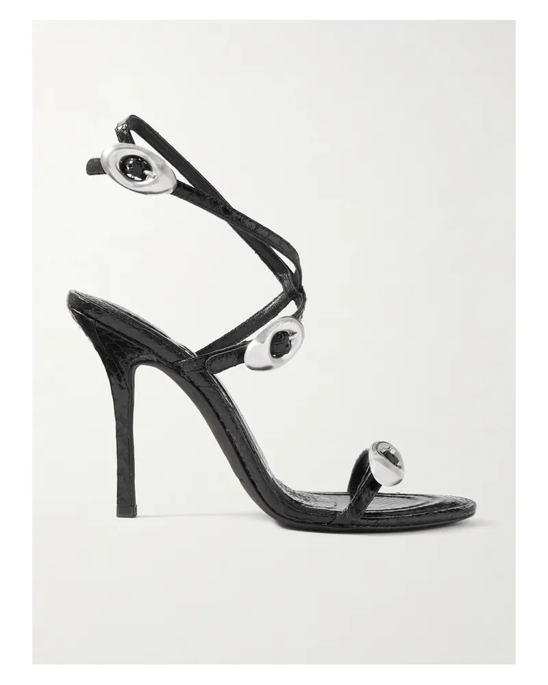 Alexander Wang Dome Sandalen Aus Leder Mit Schlangeneffekt - Schwarz Schwarz