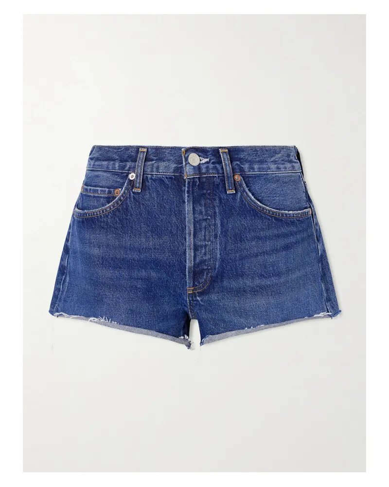 AGOLDE Parker Frayed Denim Short - Blue Blue