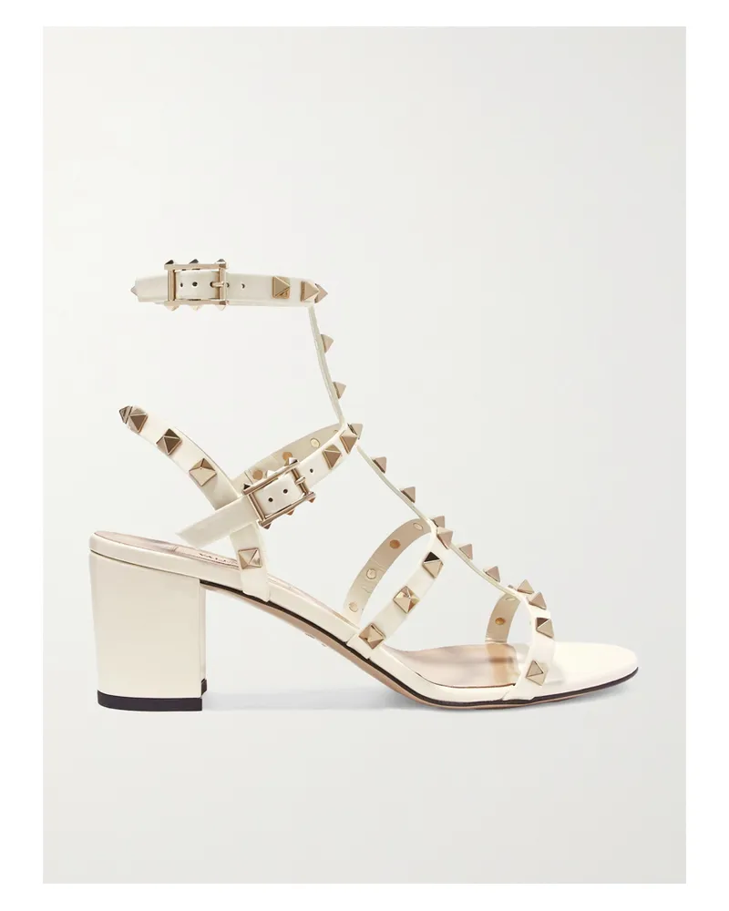 Valentino Garavani Valentino Garavani The Rockstud 60 Patent-leather Sandals - Neutrals Neutrals