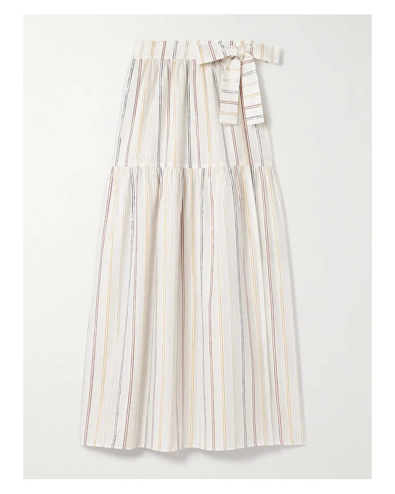 Eres Irisée Brillante Maxi-wickelrock Aus Voile Aus Einer Baumwollmischung Mit Metallic-streifen - Wollweiß Wollweiß