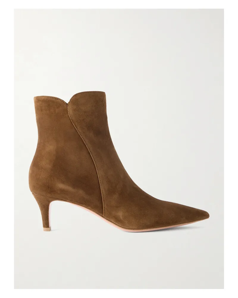 Gianvito Rossi Levy 55 Suede Ankle Boots - Brown Brown