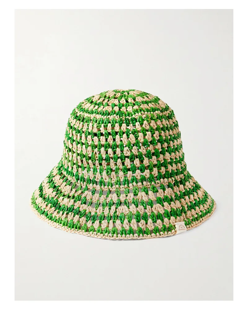 Loeffler Randall Jocelyn Fischerhut Aus Kariertem Raffiabast - Grün Grün