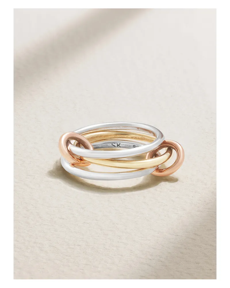 Spinelli Kilcollin Solarium Set Aus Drei Ringen Aus 18 Karat Gelb- Und Roségold Und Sterlingsilber Gold