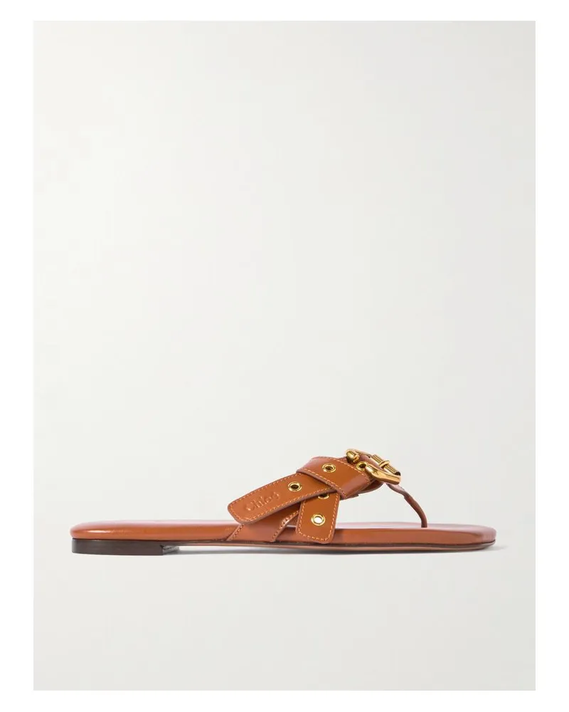 Chloé Mae Pantoletten Aus Leder Mit Schnalle - Braun Braun