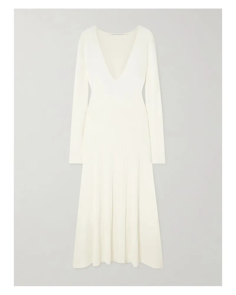 Maria Mcmanus Midikleid Aus Rippstrick - Wollweiß Wollweiß
