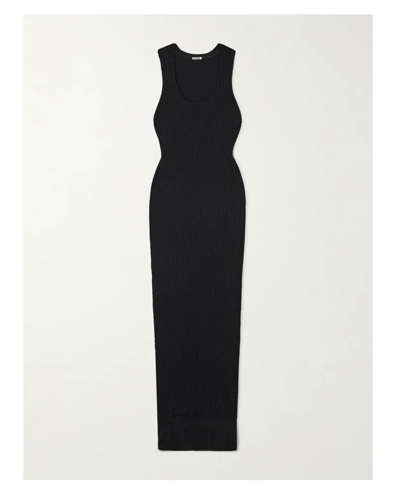 Jil Sander Maxikleid Aus Gerippter Baumwolle - Schwarz Schwarz