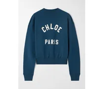 Sweatshirt Aus Baumwoll-jersey Mit Print - Blau