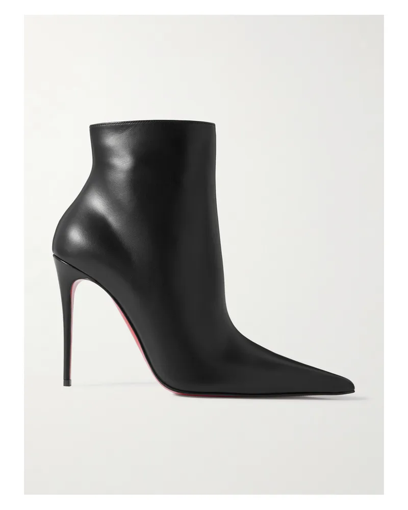 Christian Louboutin Kate Max 100 Leather Ankle Boots - Black Black