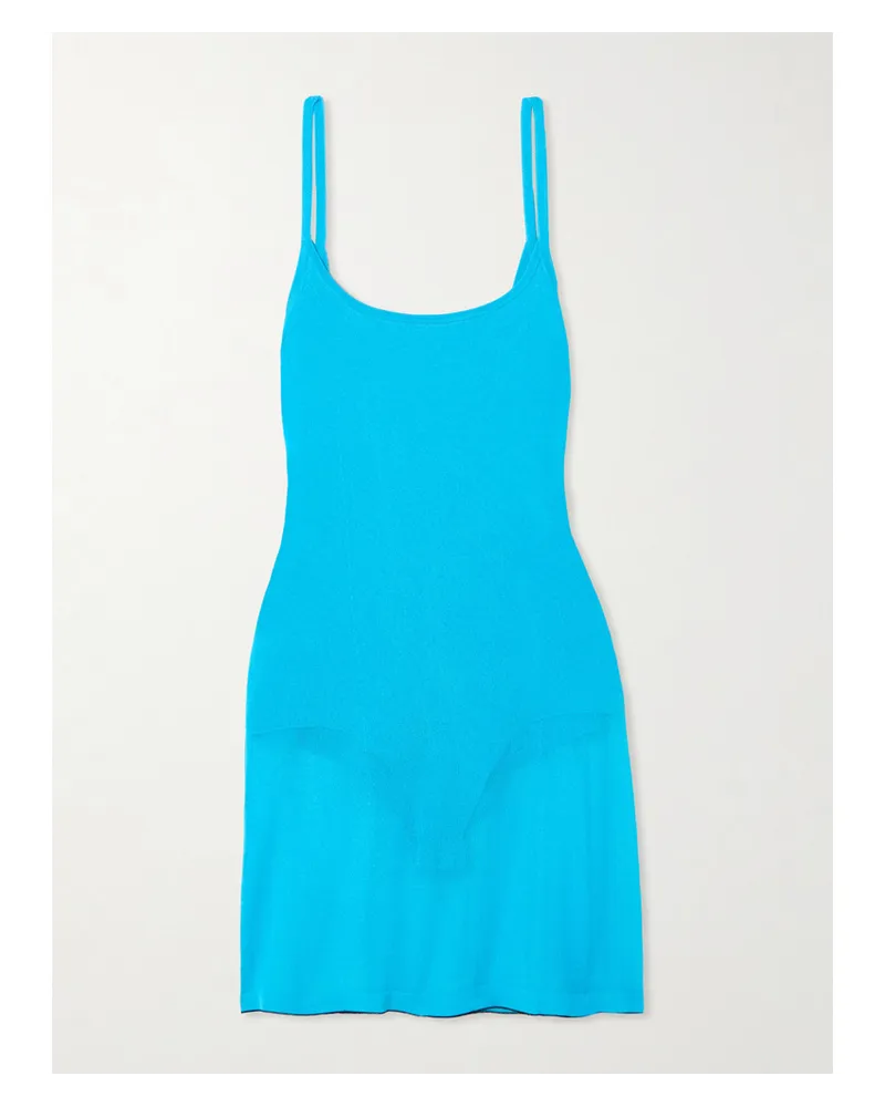 Jacquemus Roupao Minikleid aus Stretch-mesh Blau