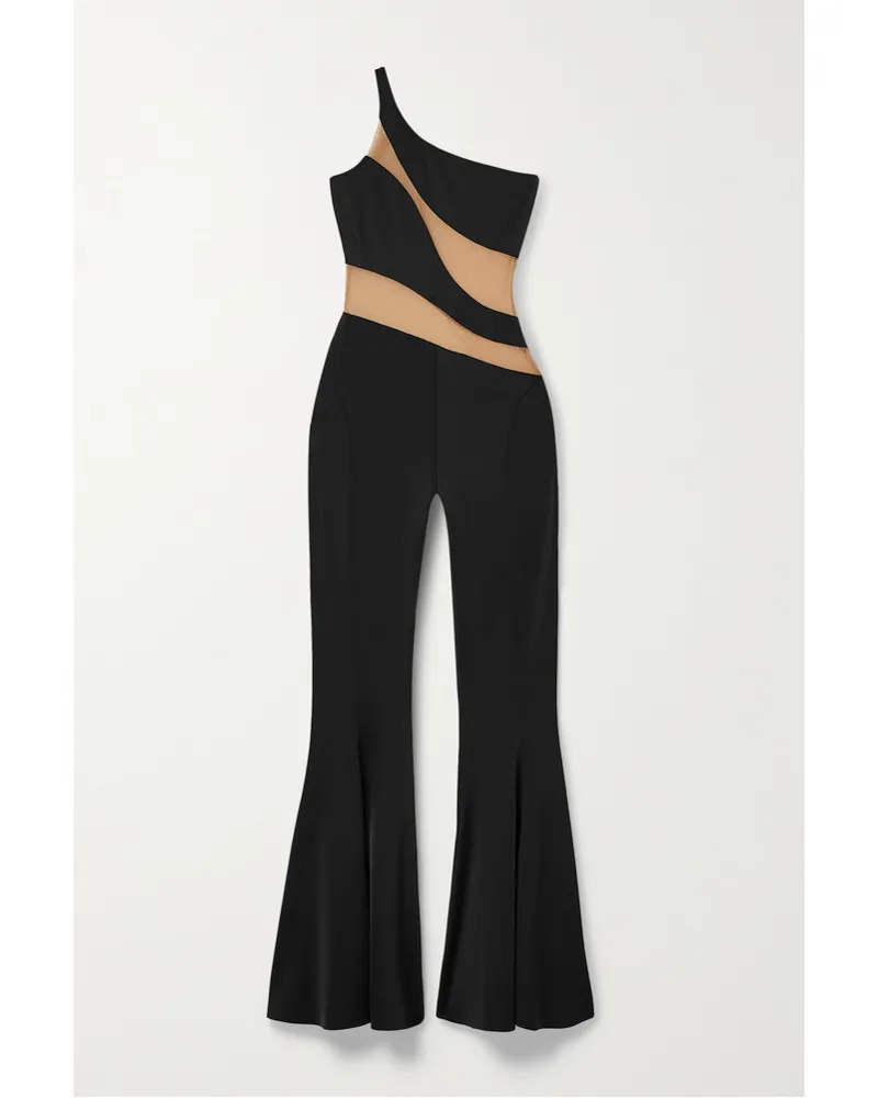 Norma Kamali Snake Asymmetrischer Jumpsuit aus Stretch-jersey Schwarz