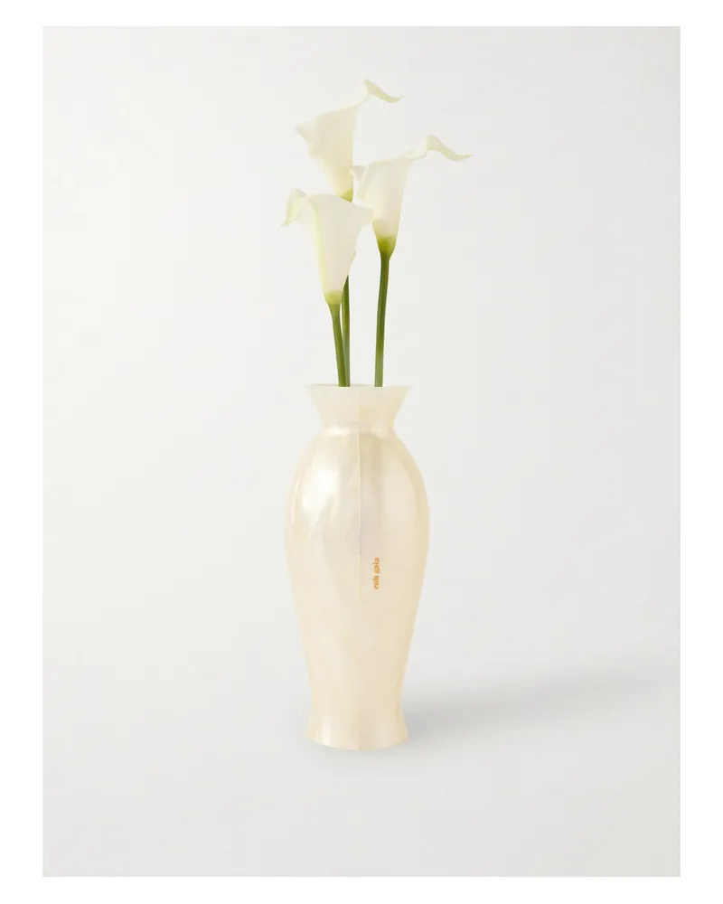 Cult Gaia Florence Floral-embellished Marbled Acrylic Clutch - Neutrals Neutrals