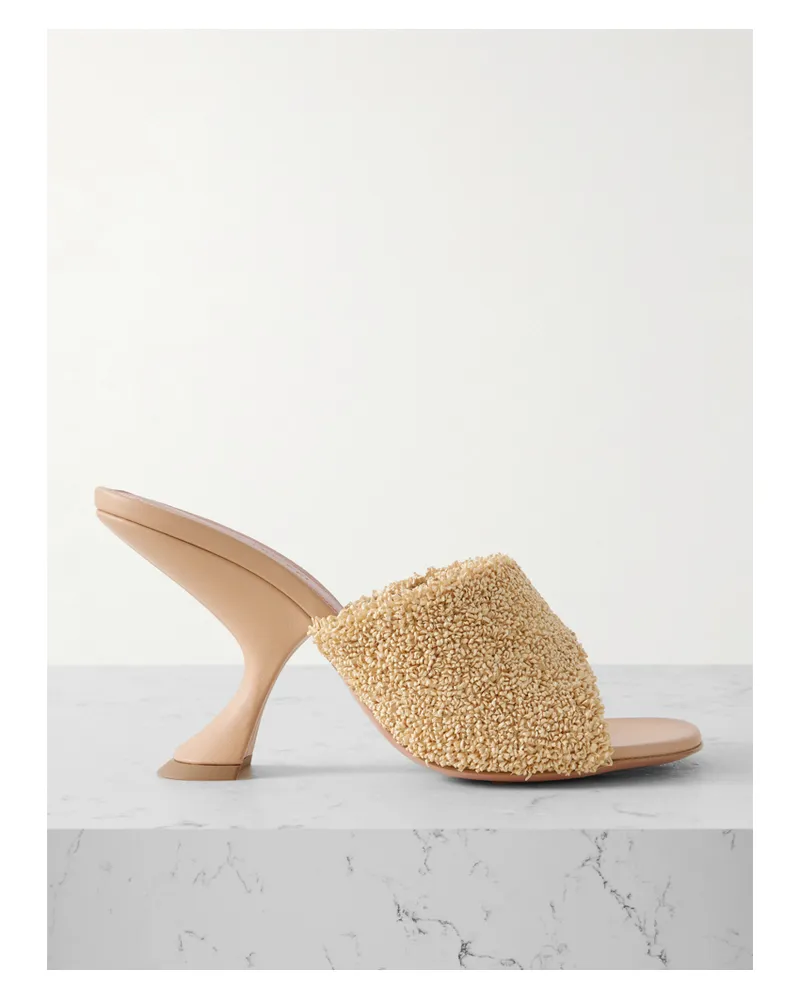 Amina Muaddi Taylor Mules Aus Raffiabast Mit Lederbesätzen - Neutral Neutral