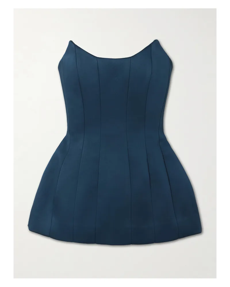 Rebecca Vallance Elivera Paneled Strapless Satin Top - Blue Blue