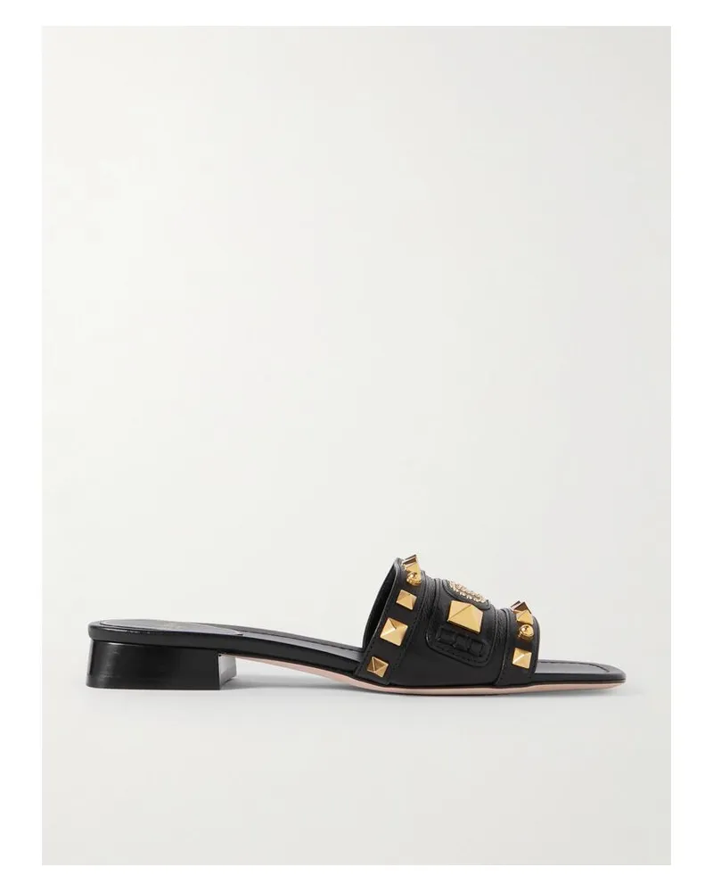 Valentino Garavani Plaster Caster Pantoletten Aus Leder Mit Nieten - Schwarz Schwarz