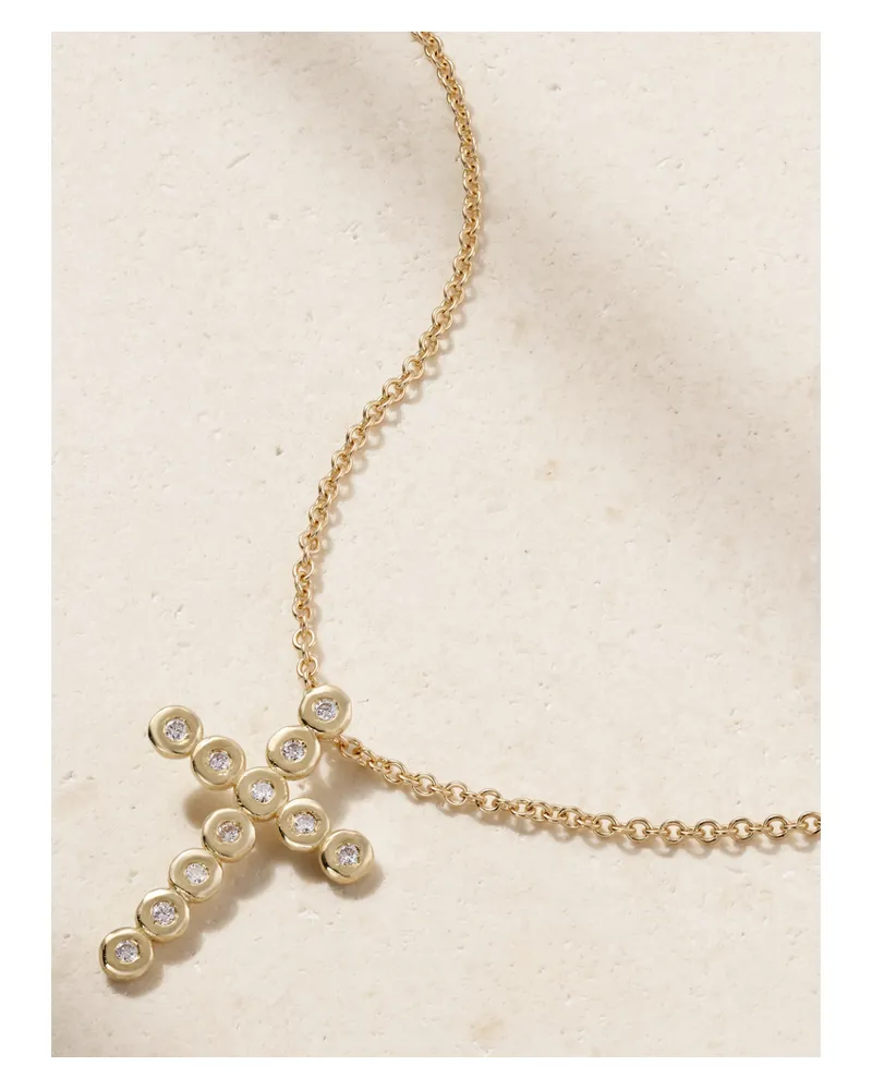 Octavia Elizabeth Nesting Gem Cross Small Kette Aus Recyceltem 18 Karat Gold Mit Diamanten Gold