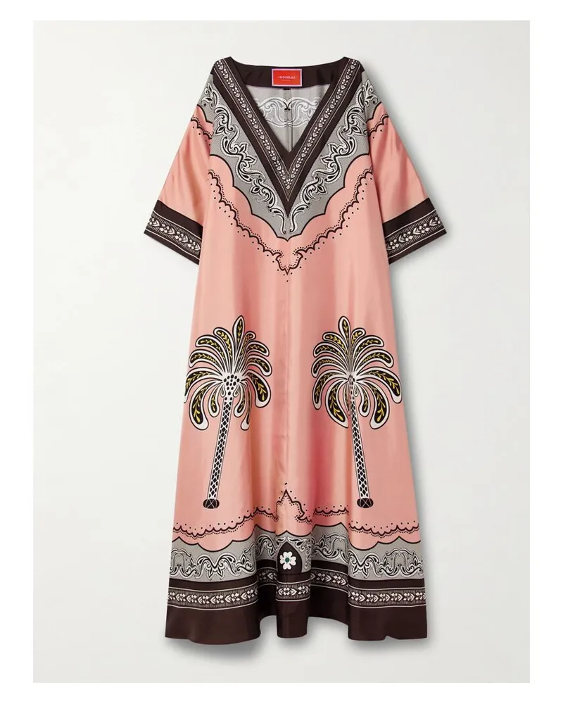 La DoubleJ Muumuu Oversized-maxikleid Aus Seiden-twill Mit Print - Pink Pink