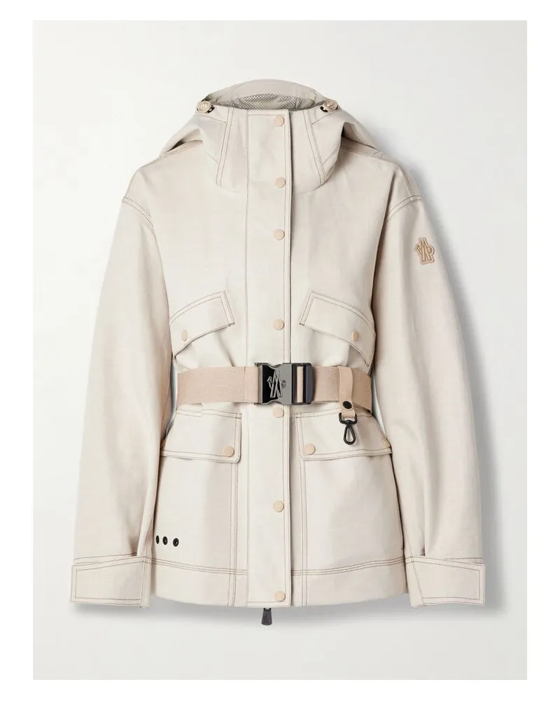 Moncler Tarkine Jacke Aus Canvas Mit Kapuze Und Gürtel - Neutral Neutral