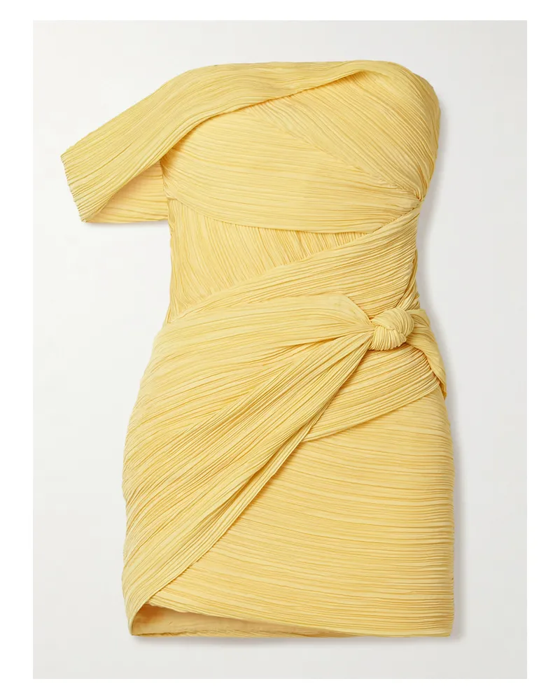 Cult Gaia Ahra Schulterfreies Minikleid Aus Plissiertem Satin - Gelb Gelb