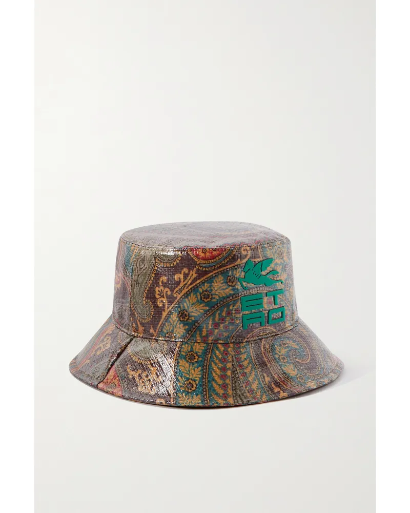 Etro Fischerhut Aus Shell Mit Paisleyprint Und Applikation - Burgunder Burgunder