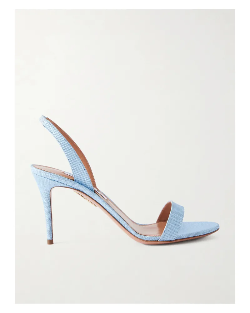 Aquazzura So Nude 85 Raffia Slingback Sandals - Blue Blue