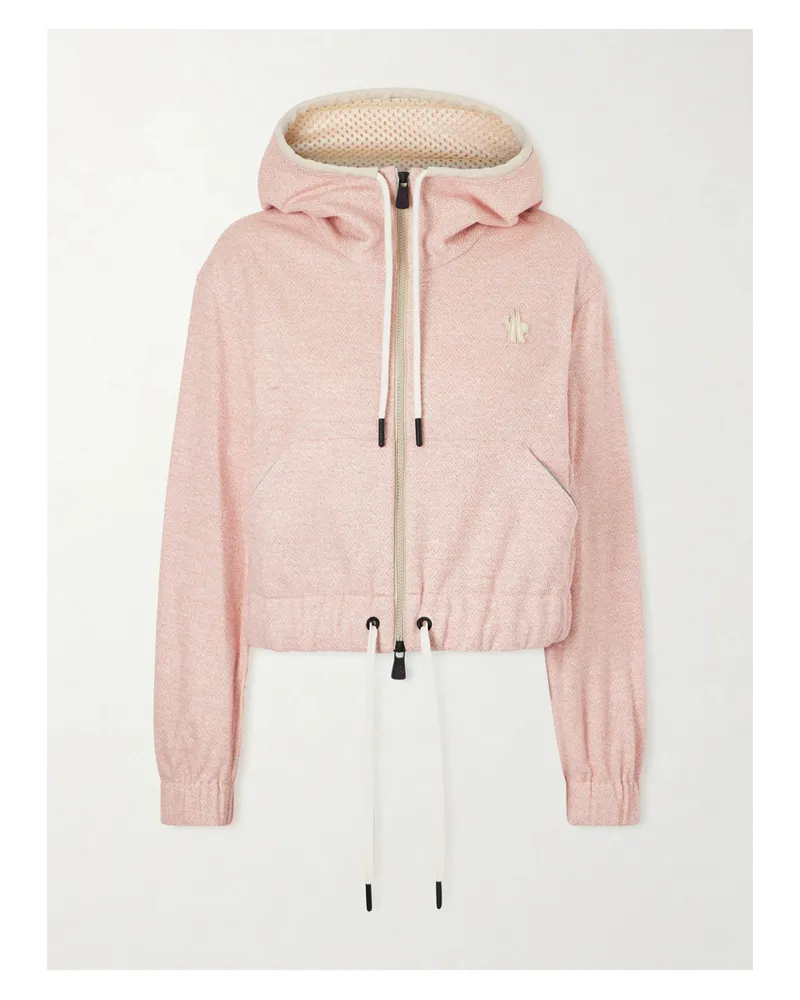 Moncler Kapuzenjacke Aus Einer Leinen-baumwollmischung Mit Applikation Und Canvas-besätzen - Pink Pink