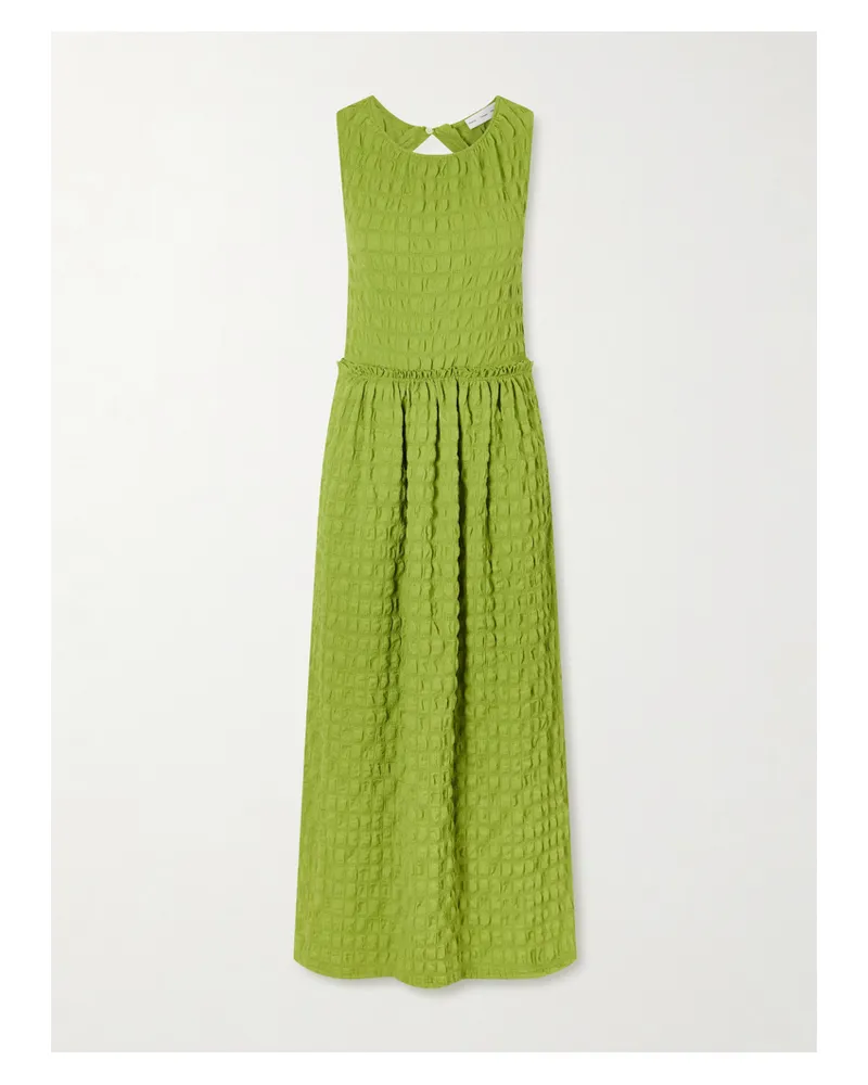 Proenza Schouler Zoira Shirred Jersey Midi Dress - Green Green