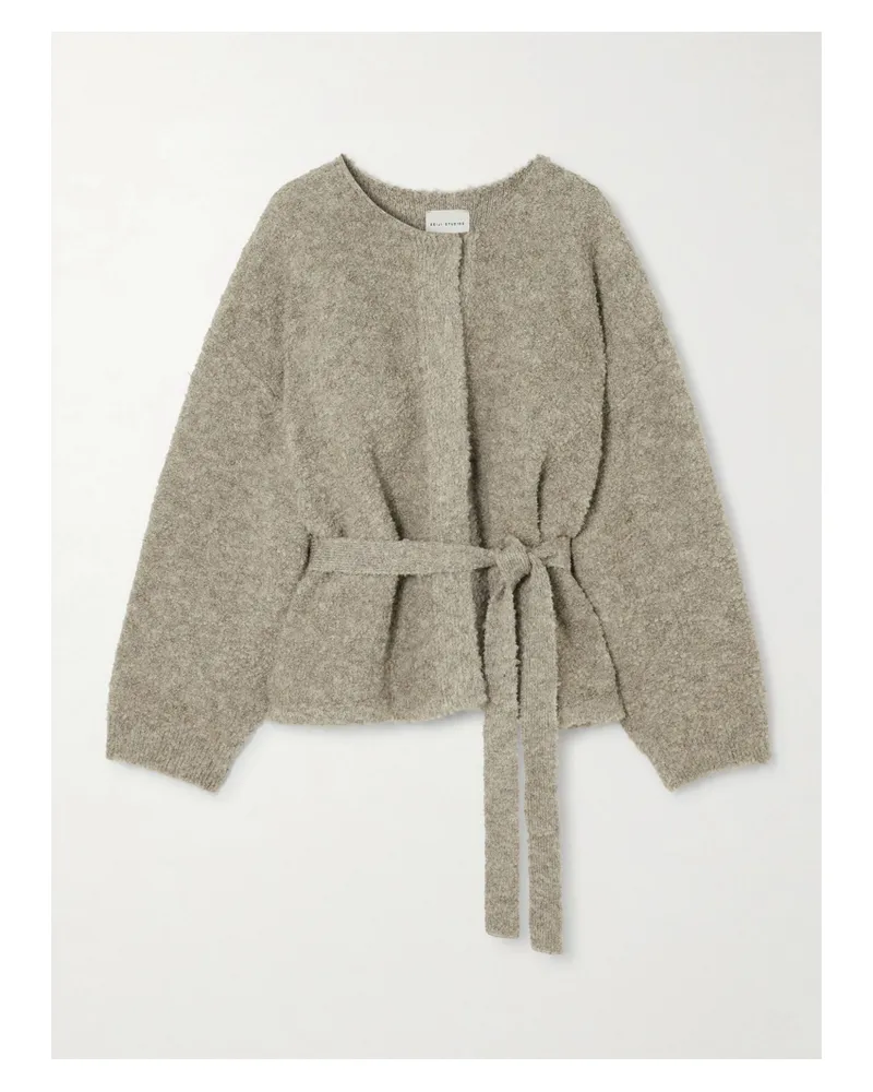 Deiji Studios Pod Cardigan Aus Bouclé Mit Bindegürtel - Grau Grau