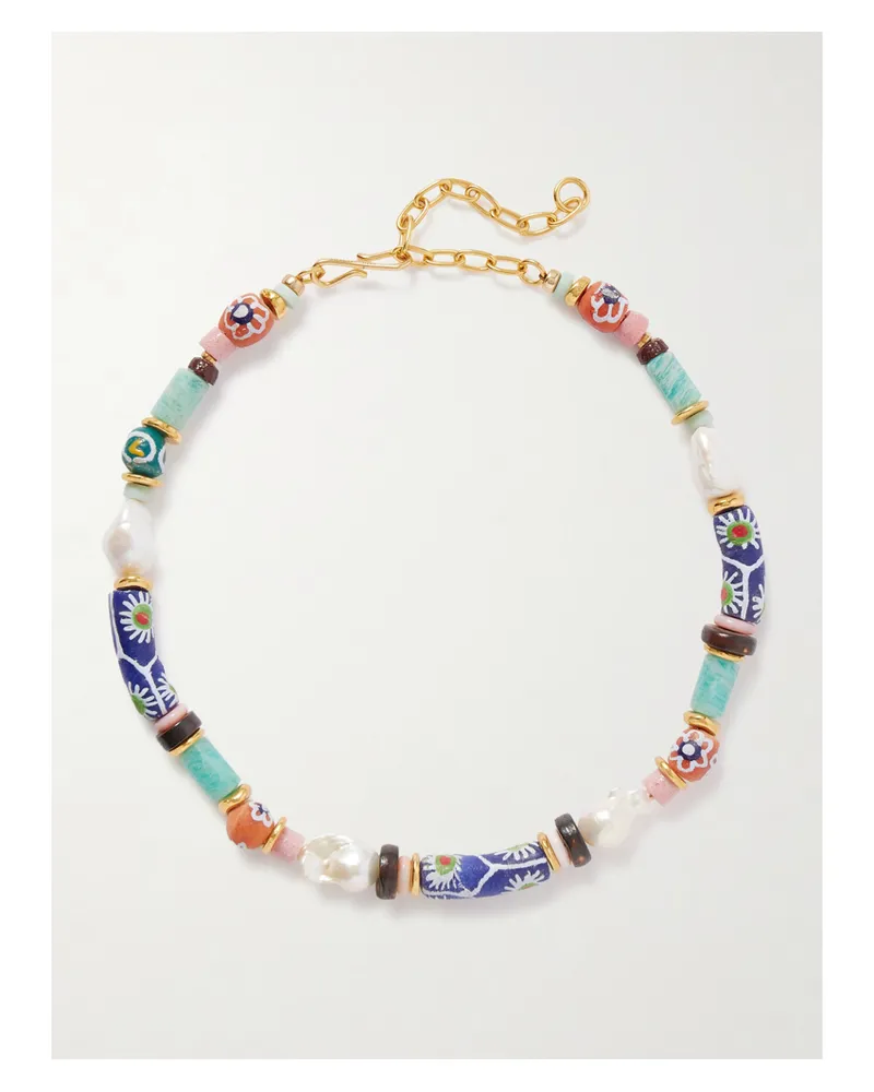 Lizzie Fortunato Souvenir Gold-plated, Multi-stone And Bone Beaded Necklace Multi