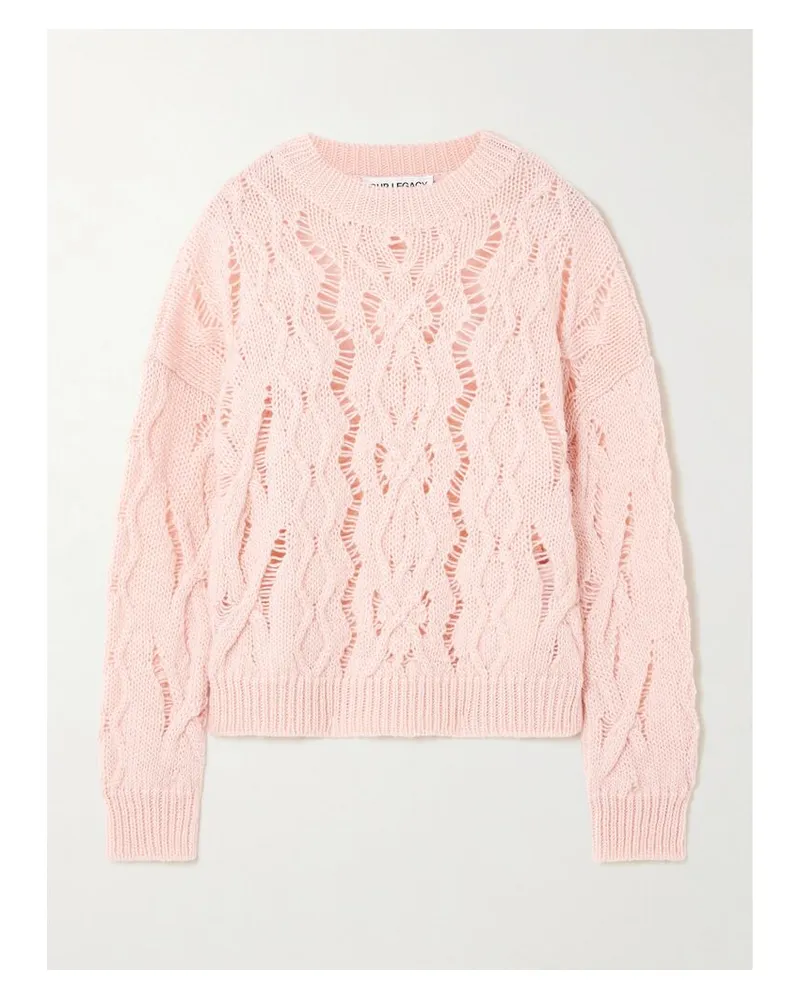 Our Legacy Cable Sonar Pullover Aus Wolle In Lochstrick - Pink Pink