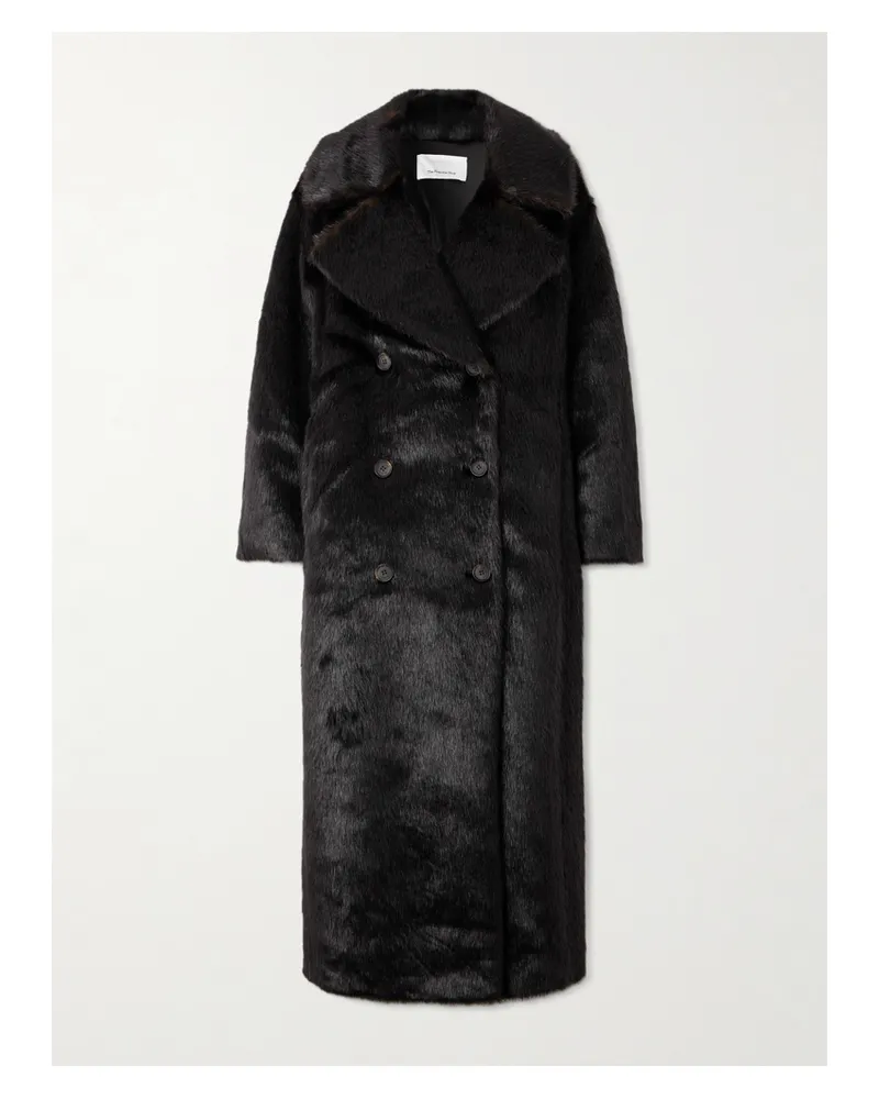 FRANKIE Shop Joni Double-breasted Plush Coat - Brown Brown