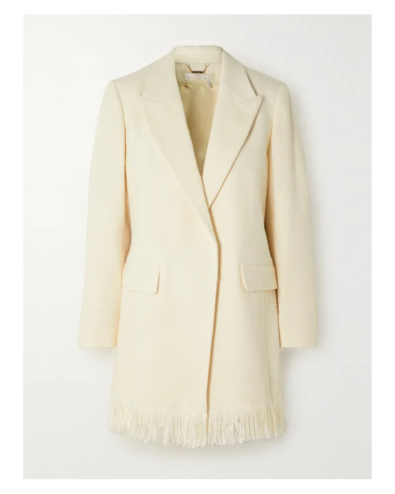 Chloé Blazer Aus Strukturierter Seide Mit Fransen - Wollweiß Wollweiß