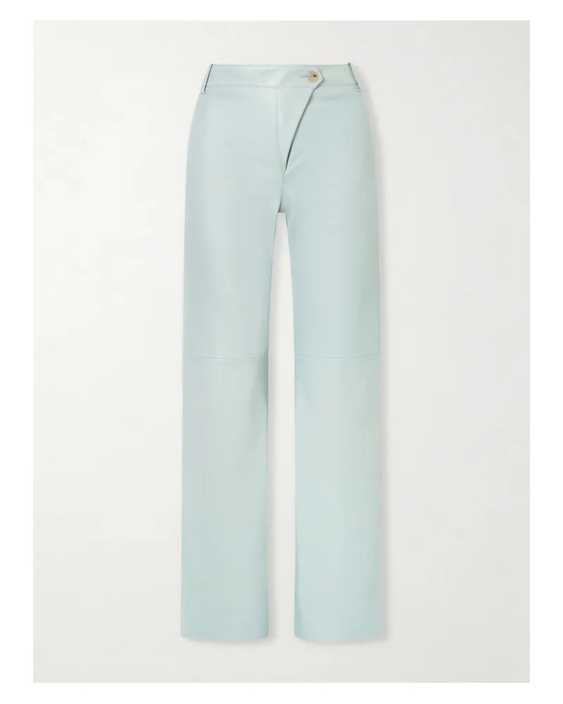Chloé High-rise Paneled Leather Straight-leg Pants - Blue Blue