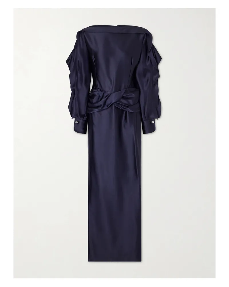 Lanvin Ruffled Gathered Satin Gown - Blue Blue