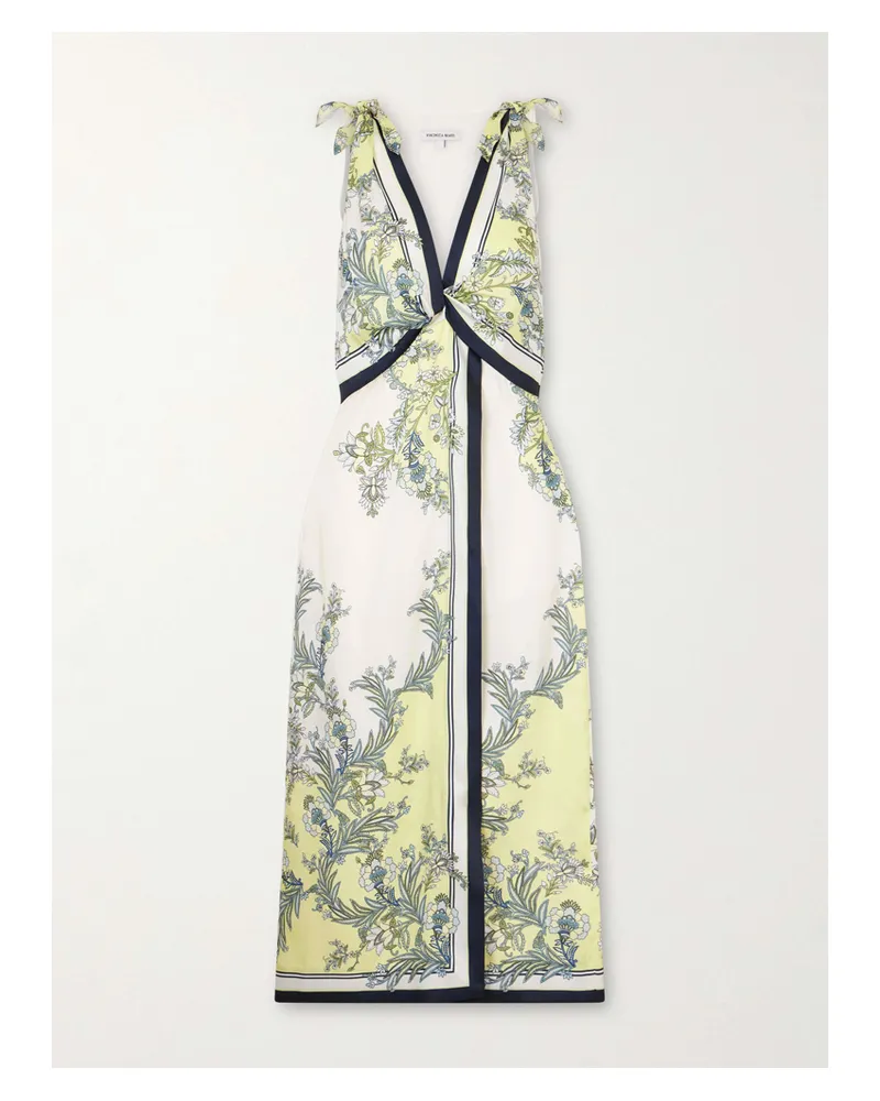 Veronica Beard Kaliza Twisted Floral-print Twill Midi Dress - Green Green