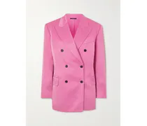 Doppelreihiger Blazer Aus Satin - Pink