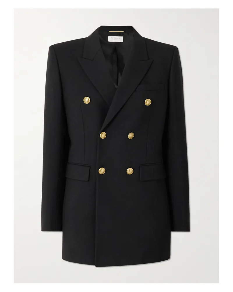 Saint Laurent Double-breasted Wool-gabardine Blazer - Black Black