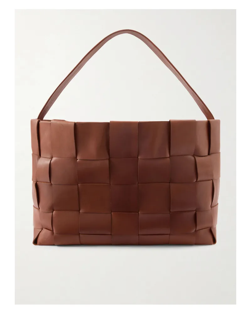 St. Agni Woven Leather Tote - Brown Brown