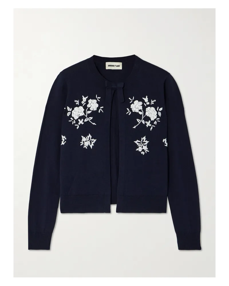 SHUSHU/TONG Cardigan Aus Einer Seiden-kaschmirmischung Mit Stickereien Und Verzierungen - Blau Blau