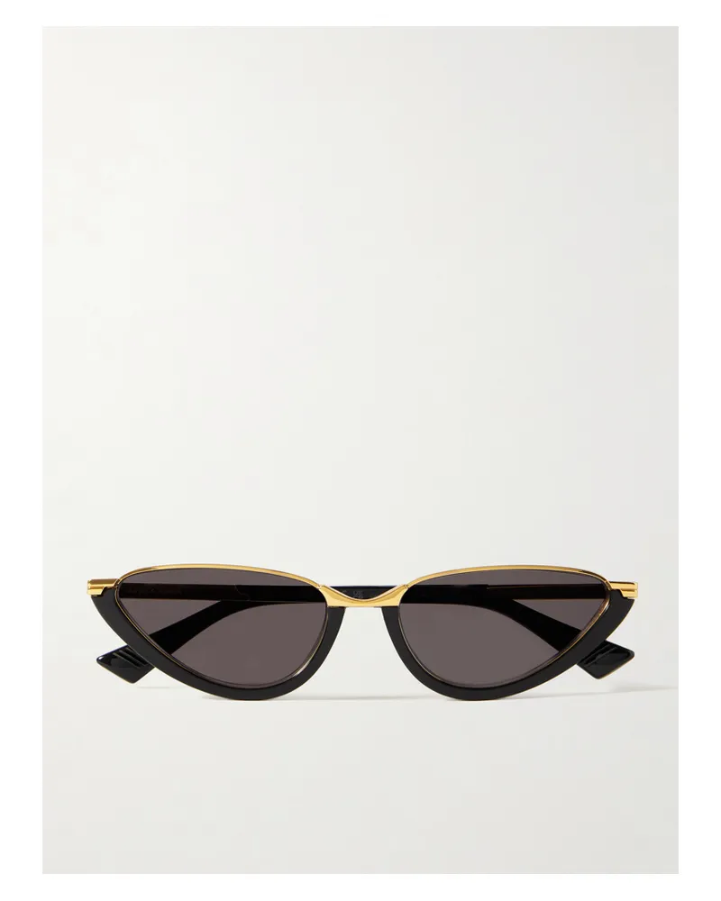 Bottega Veneta Cat-eye Acetate And Gold-tone Sunglasses - Black Black